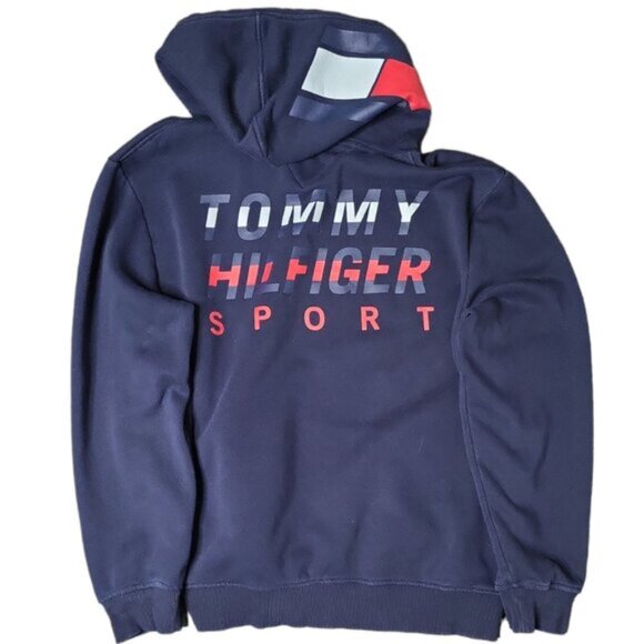 Tommy Hilfiger Sport Men's Size XL Hoodie Reflective Spellouts On Front & Back - Picture 4 of 9